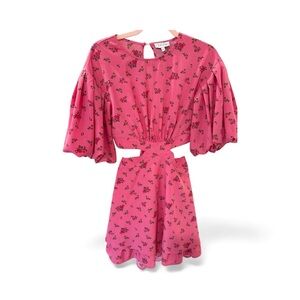 Vici-Pink Floral Cutout Dress with bow back